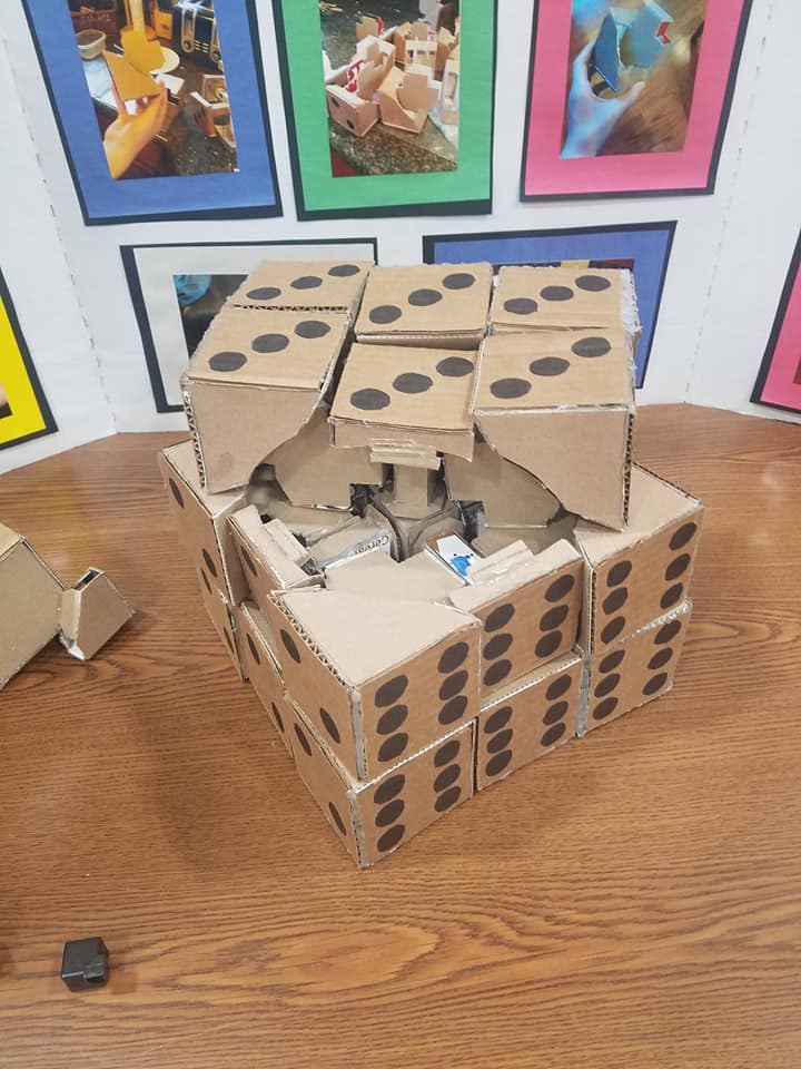 dice made of cardboard